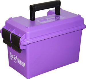 mtm ac50c-25 ammo can, 50-caliber, heavy-duty dual latching system, rugged polypropylene plastic, o-ring seal system, water resistant, bulk ammo storage, usa made, purple