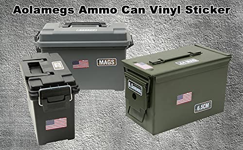 Aolamegs Ammo Can Vinyl Sticker Set Decal Label for Cans Cases Boxes .22 .223 .308 9MM .380 .45 5.56 7.62 12GA 300BLK (Choose Your Version）Black (80 Pack/16 Varieties (3 PCS USA FLAG STICKERS))