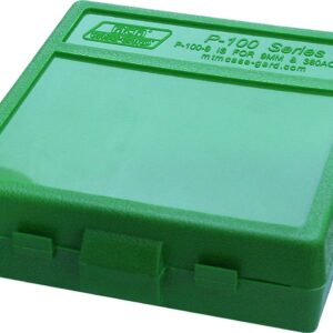 MTM Plastic Ammo Box, Green 100 Round 9MM / 380 (2)