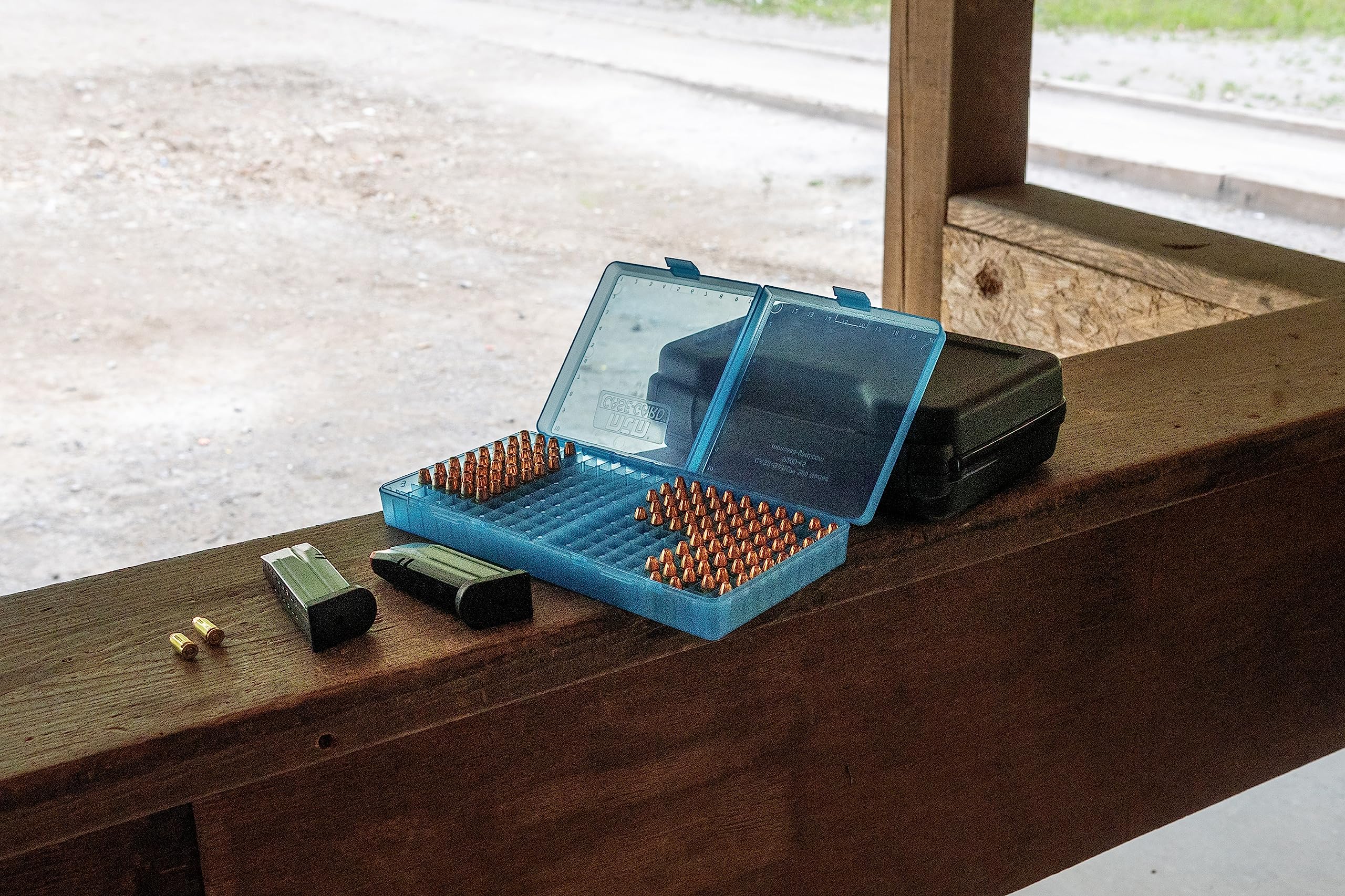 MTM Case-Gard P-200 Series Flip Top Handgun Ammo Box .45 ACP/.40 S&W and Similar Rounds Holds 200 Rounds Clear Blue