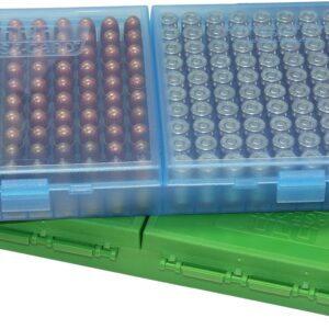 MTM Case-Gard P-200 Series Flip Top Handgun Ammo Box .45 ACP/.40 S&W and Similar Rounds Holds 200 Rounds Clear Blue