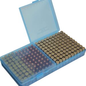 MTM Case-Gard P-200 Series Flip Top Handgun Ammo Box .45 ACP/.40 S&W and Similar Rounds Holds 200 Rounds Clear Blue