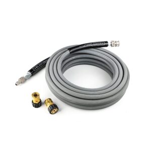 MTM Hydro Kobrajet High Pressure Washer Hose Kit 3/8” 4000 PSI 50’ for Car Wash and Detailing with M22 Couplings and Quick Connects, Pressure Washer Accessories, Non-Marking Gray