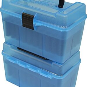 MTM H50-XL-24 Deluxe 50 Round Rifle Ammo Box 270 300 WSM 300 338 Rem Ultra Mag 338 Lapua Mag, USA Made, Clear Blue