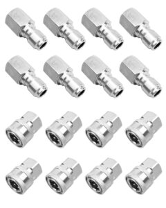 𝟐𝟎𝟐𝟒 𝐍𝐞𝐰 npt 3/8 inch stainless steel male and female quick connector kit, pressure washer adapters hose quick connector internal thread 8 sets