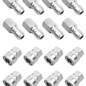 𝟐𝟎𝟐𝟒 𝐍𝐞𝐰 NPT 3/8 Inch Stainless Steel Male and Female Quick Connector Kit, Pressure Washer Adapters Hose Quick Connector Internal Thread 8 Sets