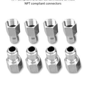 𝟐𝟎𝟐𝟒 𝐍𝐞𝐰 NPT 3/8 Inch Stainless Steel Male and Female Quick Connector Kit, Pressure Washer Adapters Hose Quick Connector Internal Thread 8 Sets