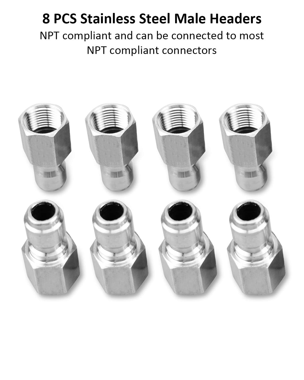 𝟐𝟎𝟐𝟒 𝐍𝐞𝐰 NPT 3/8 Inch Stainless Steel Male and Female Quick Connector Kit, Pressure Washer Adapters Hose Quick Connector Internal Thread 8 Sets