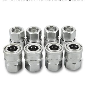 𝟐𝟎𝟐𝟒 𝐍𝐞𝐰 NPT 3/8 Inch Stainless Steel Male and Female Quick Connector Kit, Pressure Washer Adapters Hose Quick Connector Internal Thread 8 Sets