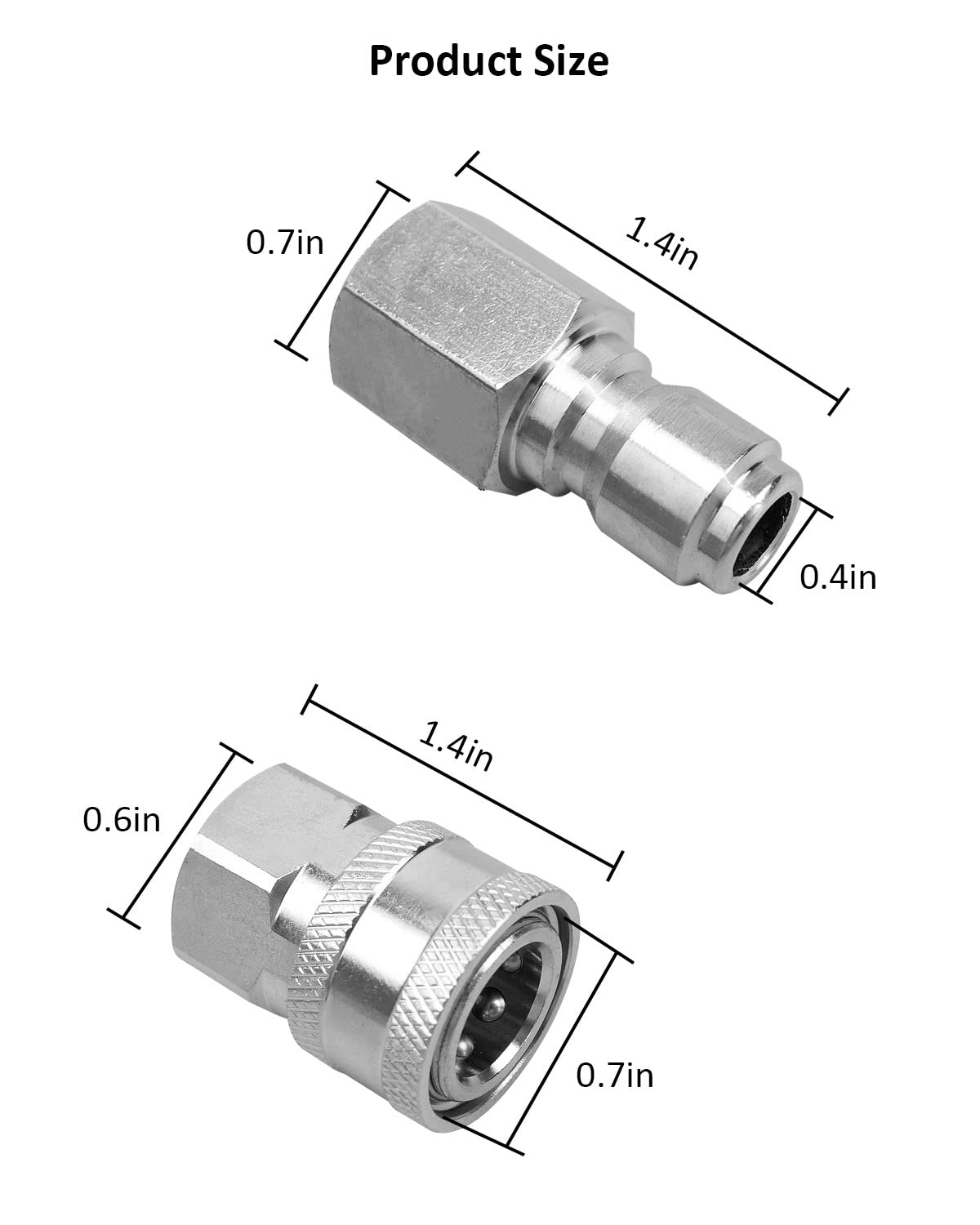 𝟐𝟎𝟐𝟒 𝐍𝐞𝐰 NPT 3/8 Inch Stainless Steel Male and Female Quick Connector Kit, Pressure Washer Adapters Hose Quick Connector Internal Thread 8 Sets