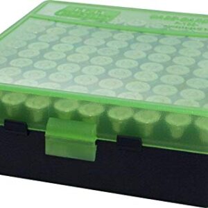 MTM Plastic Ammo Box, Clear Green/Black 100 Round 9MM / 380 (3)