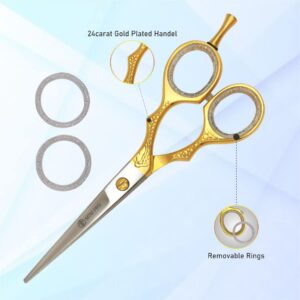 MTM PRO Hair Cutting Scissors，6.5 Inch Professional Stainless Steel Barber Hair Scissors，for Both Salon and Home Use (Golden Handle)