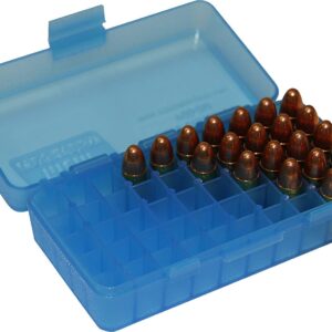 MTM Plastic Ammo Box, Clear Blue 50 Round 9MM / 380 (2)