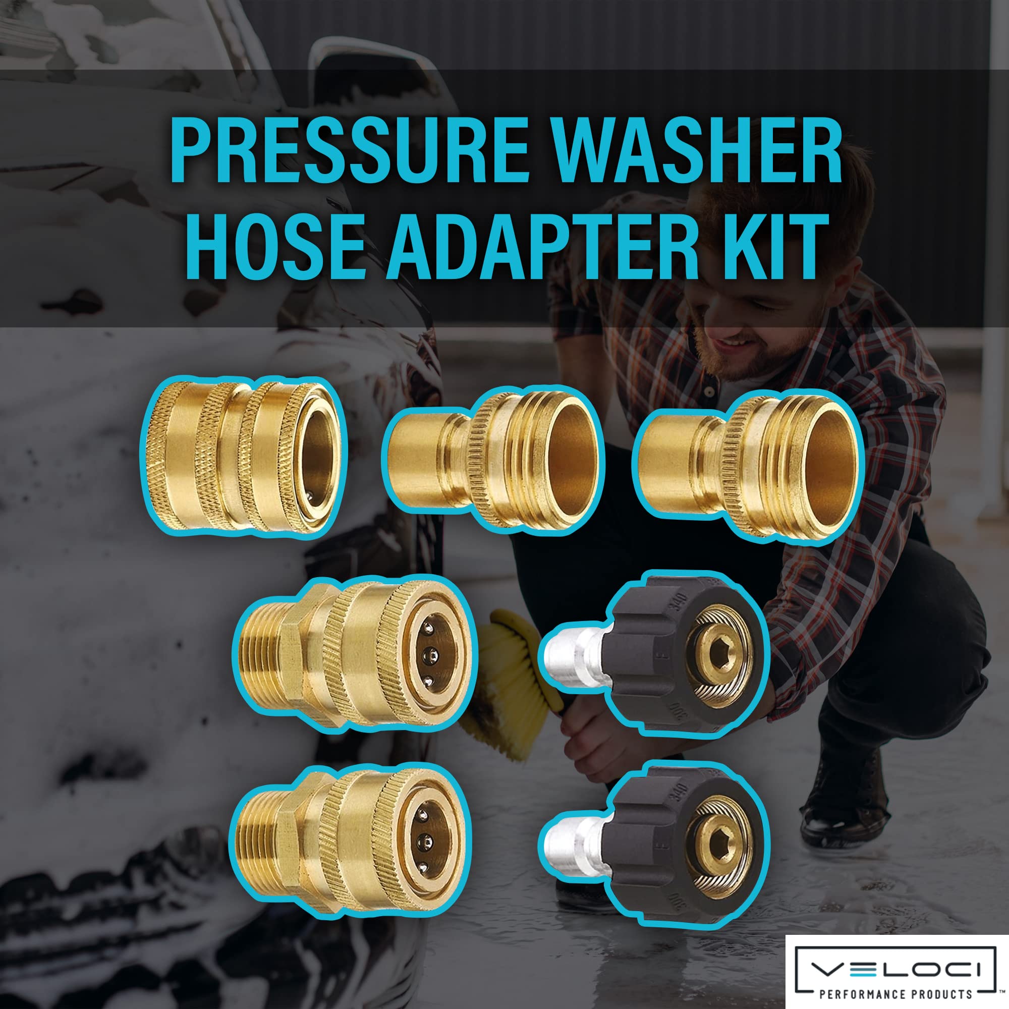 MTM Hydro Pressure Washer 7-Piece Hose Adapter Kit for use with Foam Cannons, Pressure Washers and Hoses