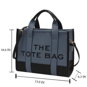 The Tote Bag for Women Large Leather Tote Bag Dupes Top Handle Crossbody Handbags Blue Black