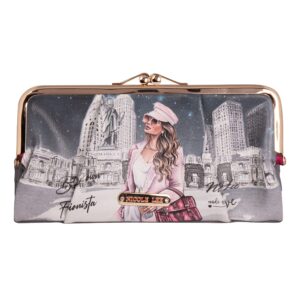 nicole lee catalina kiss lock bifold wallet, small evening style clutch wallet, rfid blocking (sara is soft but strong)