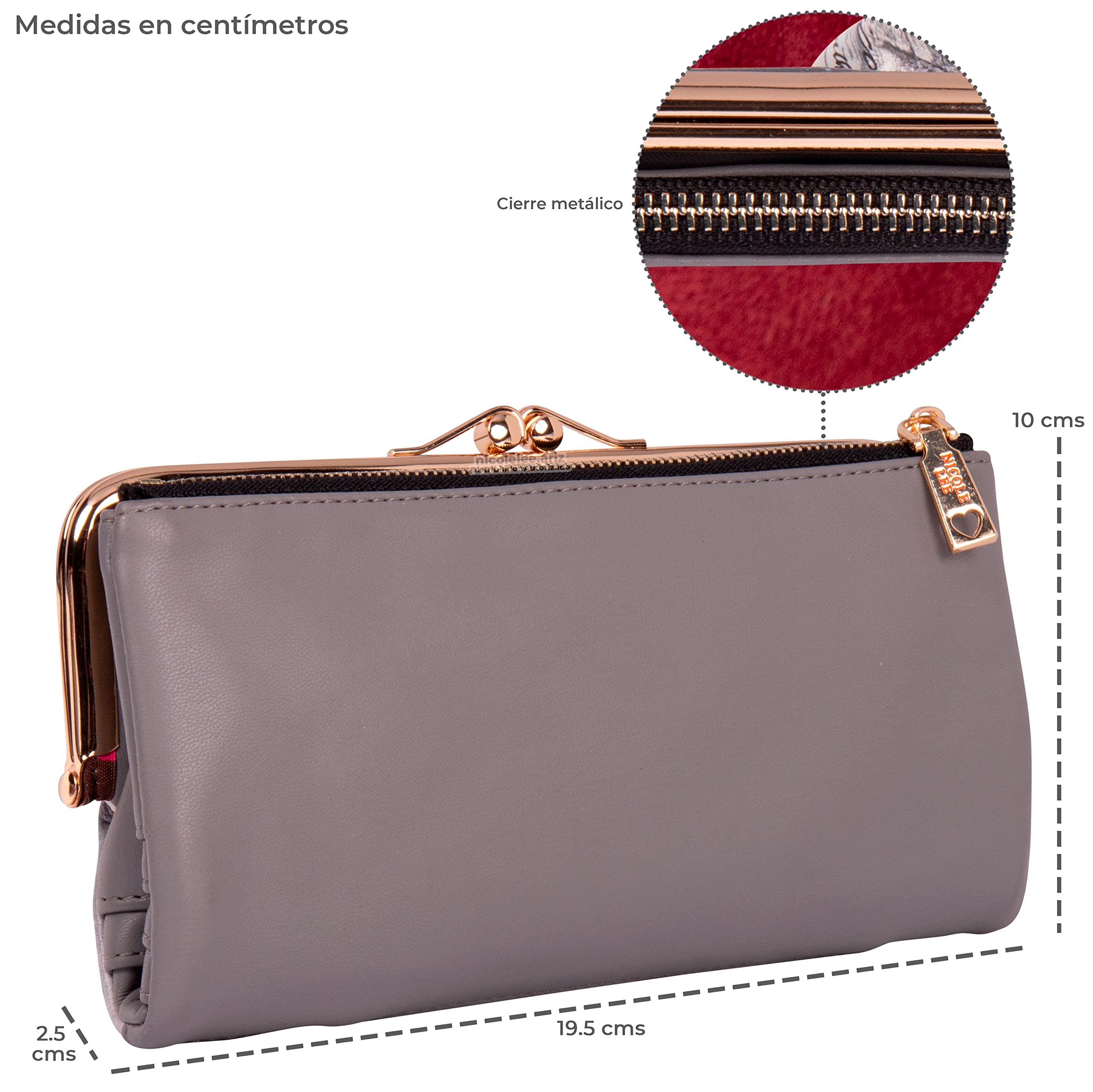 Nicole Lee Catalina Kiss Lock Bifold Wallet, Small Evening Style Clutch Wallet, RFID Blocking (Sara is Soft but Strong)