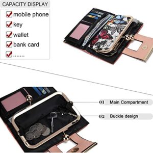 VNFIOEI Women Wallet Leather Large Capacity Women's Handbag Large Capacity Long Wallet, with 10-card slots and clips, and Zero Wallet with Buckle in the middle Butterfly.