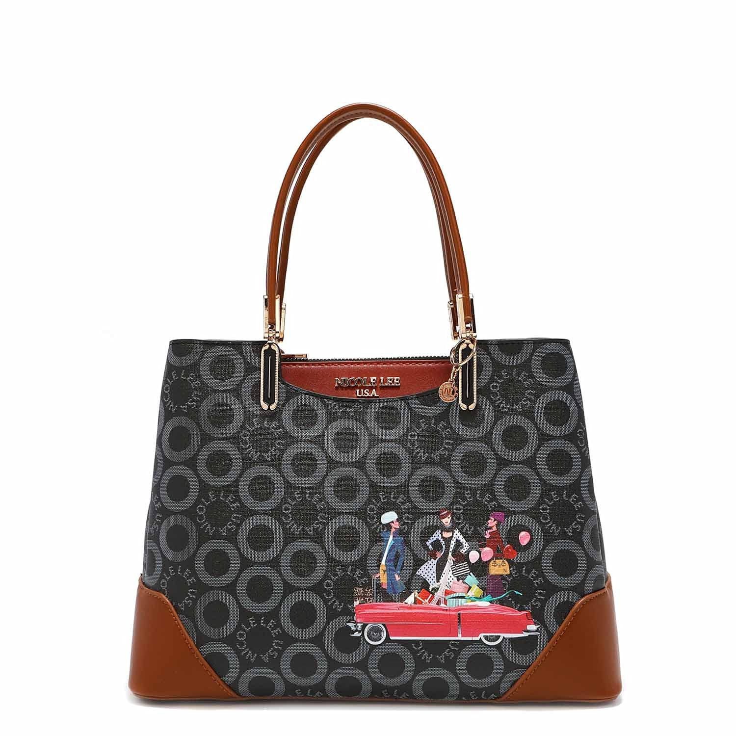 Nicole Lee Small World Satchel (SMALL WORLD (BLACK))