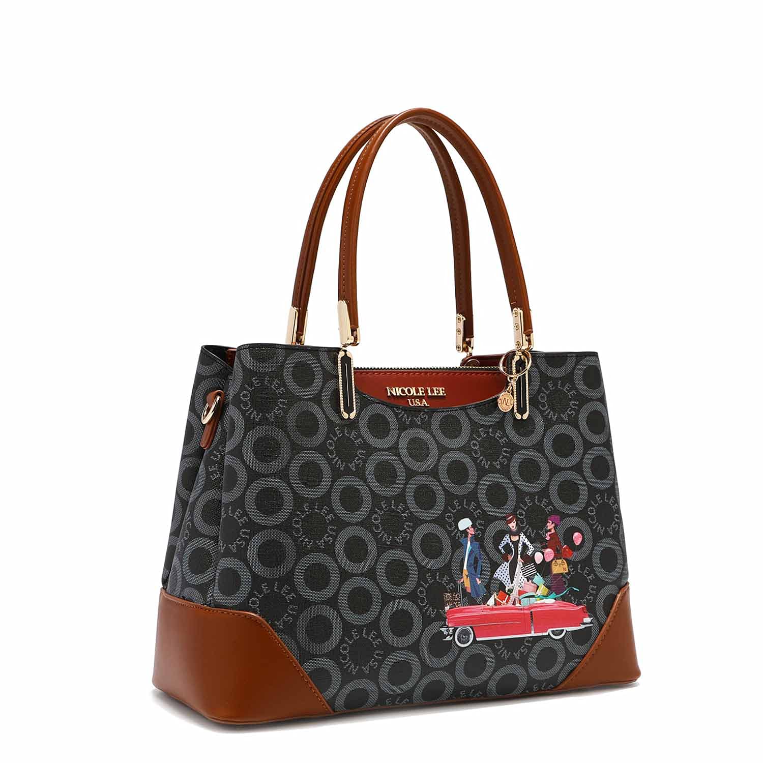 Nicole Lee Small World Satchel (SMALL WORLD (BLACK))