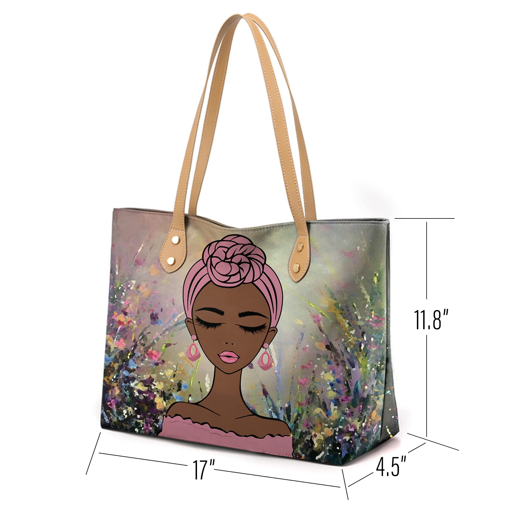 FZNHQL Tote Bags American Melanin Women‘s Gifts Handbags for Black Women Afro Fashion Shoulder Bags Work Travel Bag