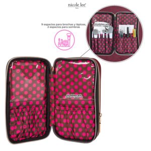 Nicole Lee Cosmetic Makeup Brush Organizer Zip Bag, Multiple Travel Compartments, Removable Wristlet Strap (Success in New York)