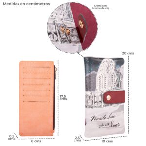 Nicole Lee Amanda Bifold 2 Pieces RFID Zipper Wallet, Removable Cardholder Wallet, ID Windows, Multi Organization (Sara is Soft but Strong)