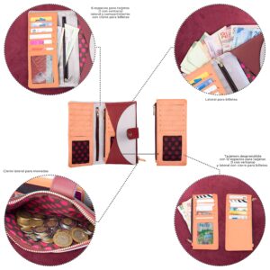 Nicole Lee Amanda Bifold 2 Pieces RFID Zipper Wallet, Removable Cardholder Wallet, ID Windows, Multi Organization (Sara is Soft but Strong)