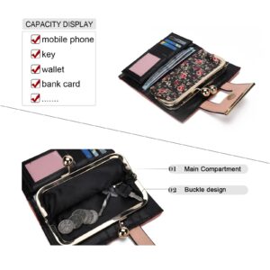 VNFIOEI Women Wallet Leather Large Capacity Women's Handbag Large Capacity Long Wallet, with 10-card slots and clips, and Zero Wallet with Buckle in the middle.