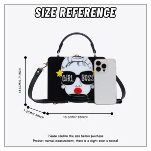 KUANG! Women Novelty Lady Face Shoulder Bags Funky Acrylic PU Leather Top Handle Satchel Handbags Box Clutch Purse for Women