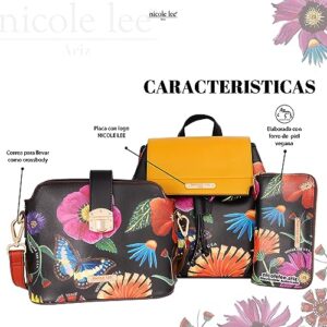 Nicole Lee Butter-Flower Black 3 Piece Set (Backpack, Crossbody, Wallet)