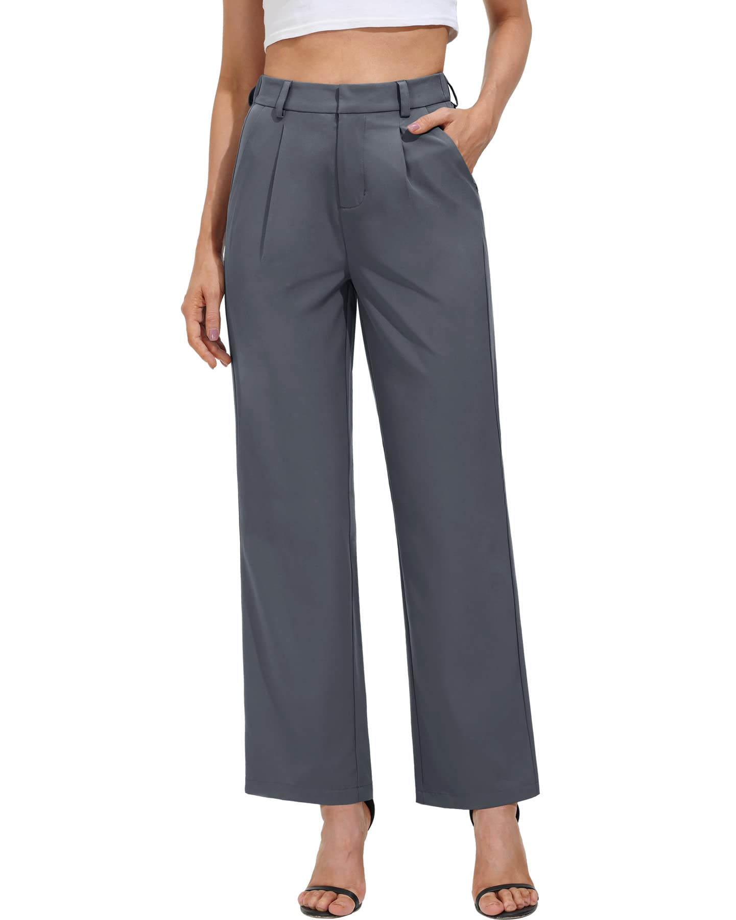 VILIGO Wide Leg Dress Pants for Women High Waisted Work Business Casual Trousers Grey XS