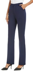 ichosy women's stretchy straight leg dress work pants business office casual slacks with pockets navy32 0