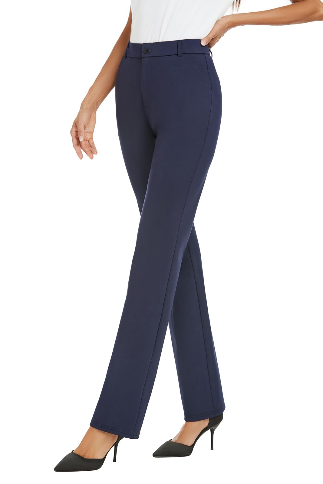 iChosy Women's Stretchy Straight Leg Dress Work Pants Business Office Casual Slacks with Pockets Navy32 0