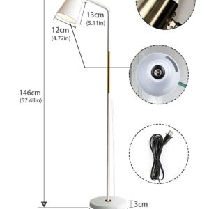 Floor Lamp, Industrial Floor Lamps for Living Rooms Rustic Farmhouse Reading Standing Floor Lamp Adjustable Metal Heads Indoor Task Lighting for Living Room Bedroom Office Home Décor (White)