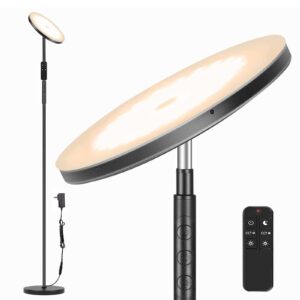 led floor lamp, 3600lm 36w super bright standing lamp with remote & touch control, 350w equivalent modern torchiere lamp with 2700k-6500k stepless dimming, 69" tall lamp for living room bedroom office