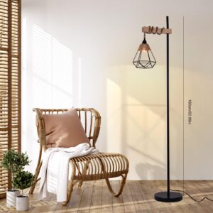 YUYANSHOP Floor Lamp for Living Room, Smart Floor Lamp, Tall Standing Lamp with Rattan Lampshade, Farmhouse Floor Lamps for Bedroom Office, Boho Floor lamp