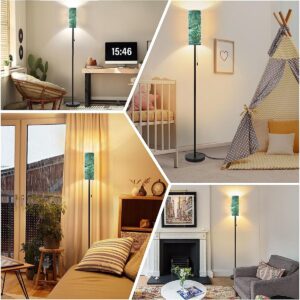 Modern Standing Lamps Watercolor tropical palm leaves Minimalist Floor Lamp Metal Pole Lamp with Linen Lampshade for Bedroom Living Room Office Nursery Reading Beach House Decor Foot Switch