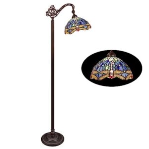 radiance goods dragonfly-style 1-light dark bronze finish reading floor lamp 11" shade