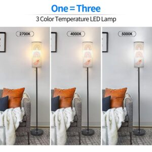 RZNTJHUINA Boho Standing Lamps Cute Rainbows for Childish Hand Drawn Nursery Minimalist Floor Lamp Metal Pole Lamp with Linen Lampshade for Bedroom Living Room Office Nursery Reading Foot Switch