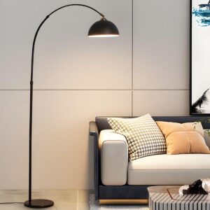 RUNNUP Modern Tall Lamp 1-Light Black Floor Lamp Metal Reading Lamp Floor Standing for Study Room Living Room Bedroom