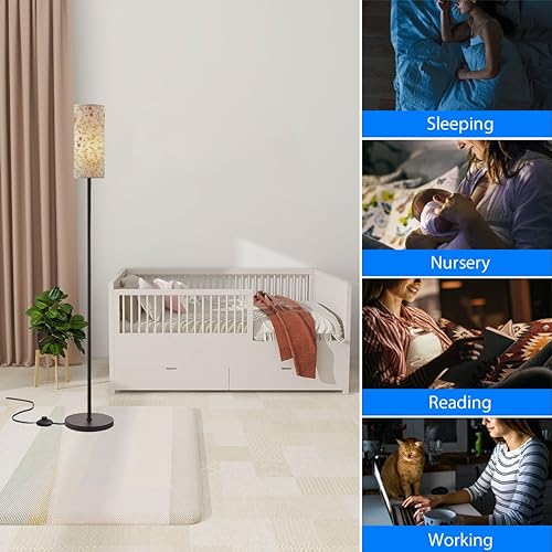 Modern Standing Lamps Vintage birds foliage flowers pattern light Middle ages style Minimalist Floor Lamp Metal Pole Lamp with Linen Lampshade for Bedroom Living Room Office Nursery Reading