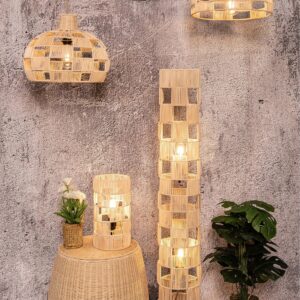 ELE LIGHT & DECOR Modern Standing Floor Lamp for Living Room & Bedroom 2-Lights Handcrafted Natural Rattan Corner Lamp with Bamboo, Perfect Boho Decor for Home Coastal Tall Lamps