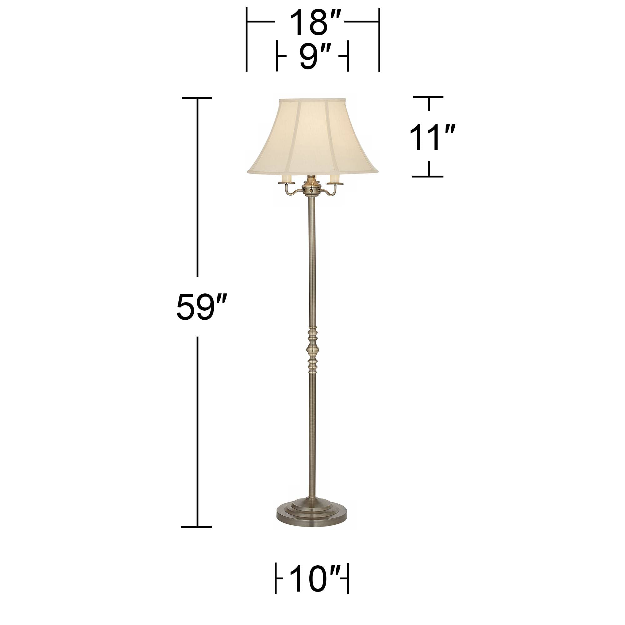 Regency Hill Montebello Traditional 59" Tall Standing Floor Lamps Set of 2 Lights Candelabra 4-Light Gold Metal Antique Brass Finish Living Room Bedroom House Reading Office Home Decor Entryway