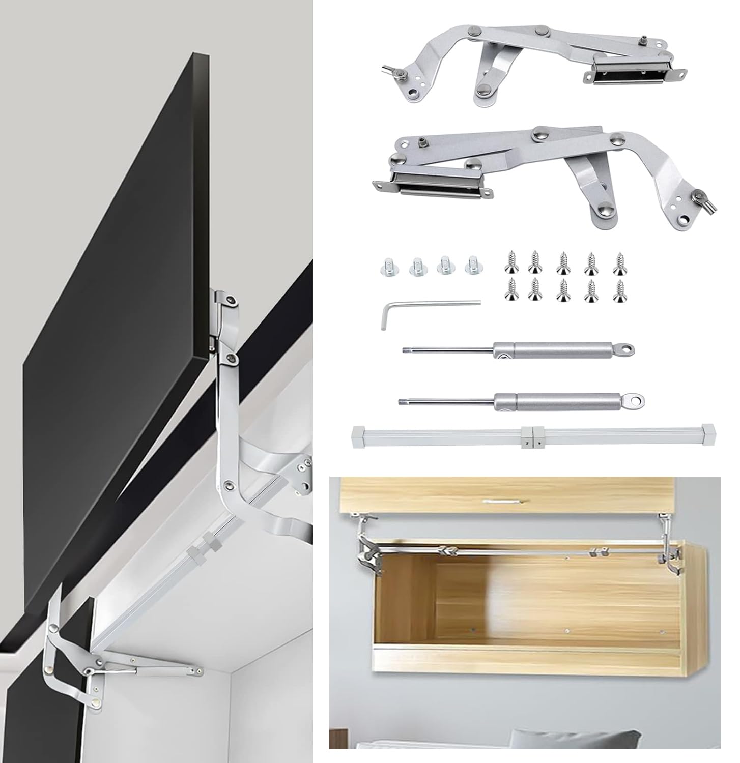 GYKLE Cabinet Door Hinges, Folding Lift up Top Table Vertical Swing Lift Up Stay Pneumatic Arm Kitchen Mechanism Hinges Durable Silent