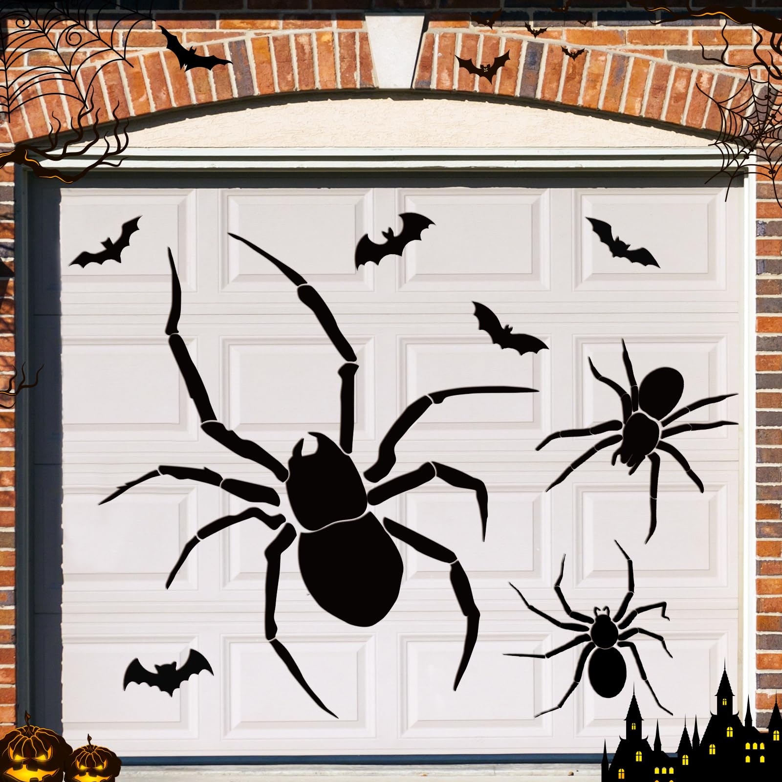 Bememo 8 Pieces Halloween Garage Door Magnets Spider Bats Magnetic Garage Sticker Decor Black Halloween DIY Garage Magnets Reusable Refrigerator Car Decal Waterproof Magnet for Halloween Decor