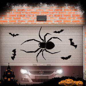 Bememo 8 Pieces Halloween Garage Door Magnets Spider Bats Magnetic Garage Sticker Decor Black Halloween DIY Garage Magnets Reusable Refrigerator Car Decal Waterproof Magnet for Halloween Decor