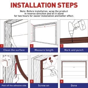 FOSLUOC Garage Door Seal Top and Sides Seal Strip Brown 34.4FT Rubber weather stripping Replacement Soft and Hard Composite, Weatherproofing Universal Sealing Professional.