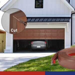 FOSLUOC Garage Door Seal Top and Sides Seal Strip Brown 34.4FT Rubber weather stripping Replacement Soft and Hard Composite, Weatherproofing Universal Sealing Professional.