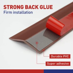 FOSLUOC Garage Door Seal Top and Sides Seal Strip Brown 34.4FT Rubber weather stripping Replacement Soft and Hard Composite, Weatherproofing Universal Sealing Professional.